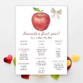 Apfel und Bow Erster Geburtstag Meilenstein Geburt Poster