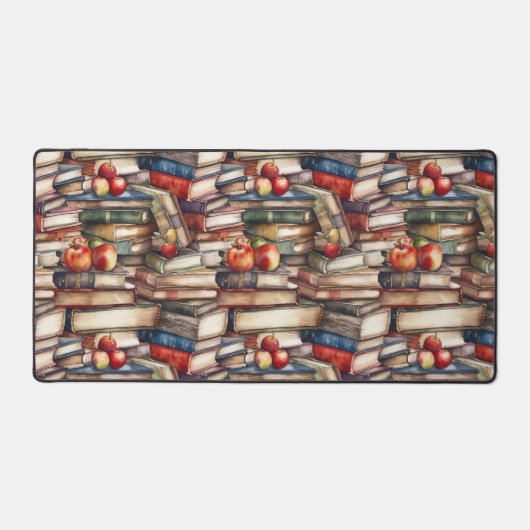 Äpfel und Büchermuster Schreibtischunterlage (Vorderseite)