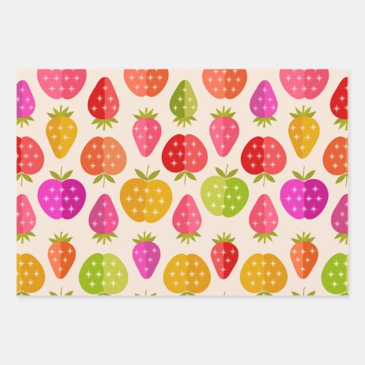 Äpfel und Erdbeeren aus der Mitte des Jahrhunderts Geschenkpapier Set (Vorderseite 3)