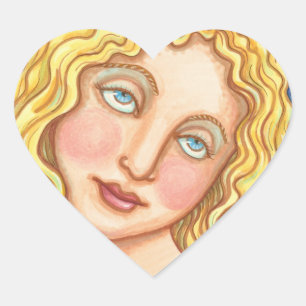 APFEL UND EVA VOLKSKUNSTAUFKLEBER Herz BOGEN Herz-Aufkleber