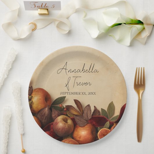 Äpfel und Feigen Rustikaler Herbst Benutzerdefinie Pappteller (Hochzeit)