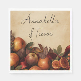 Äpfel und Feigen Rustikaler Herbst Benutzerdefinie Serviette