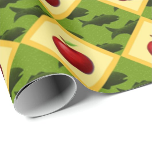Äpfel und Fische Geschenkpapier (Rolleneckpunkt)