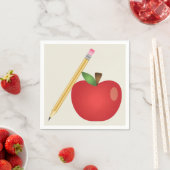Apfel und Gelbstift aus rotem Cartoon Serviette (Beispiel)