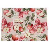 Apfel- und Gingham-Schleifen-Baby-Shower-Geschenkt Große Geschenktüte (Vorderseite)