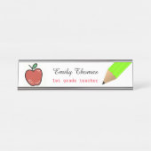 Apfel- und Grüne Stiftschullehrer im Klassenzimmer Schreibtischnamensplakette (Vorderseite )