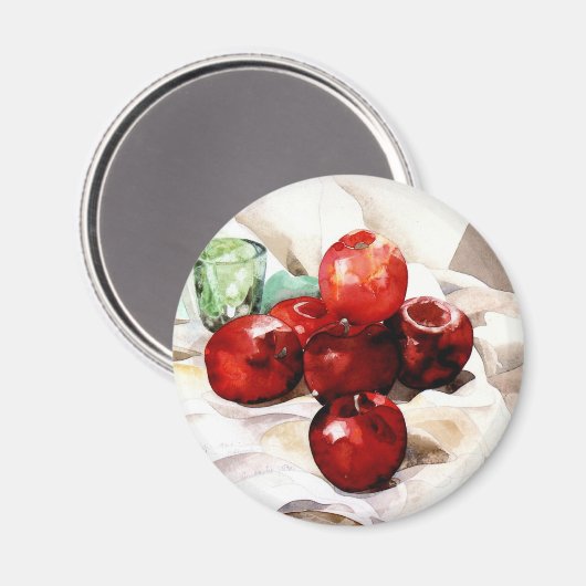 Äpfel und grünes Glas Magnet (Vorderseite/Rückseite)