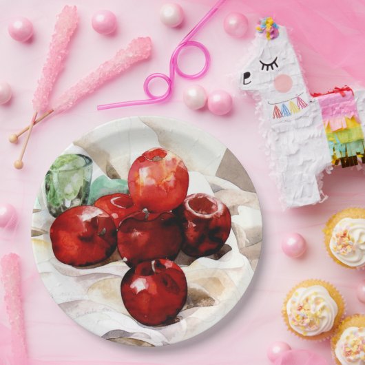 Äpfel und grünes Glas Pappteller (Party)