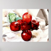 Äpfel und grünes Glas Poster (Vorne)