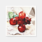 Äpfel und grünes Glas Serviette (Vorderseite)
