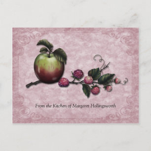 Äpfel- und Himbeer-Rezeptkarten Postkarte
