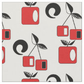 Apfel und Kirsche. Stoff (Nahaufnahme)