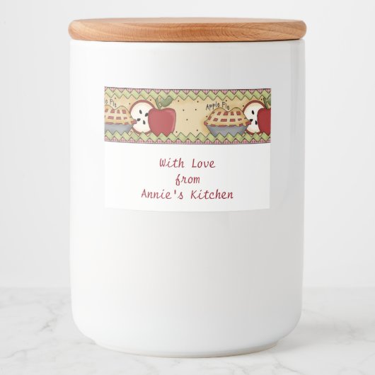 Äpfel und Kuchen Lebensmitteletikett (Vorderseite)