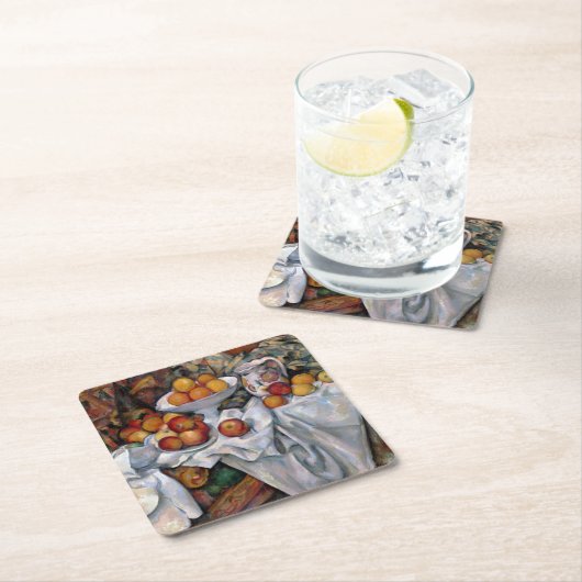 Äpfel und Orangen, Paul Cezanne, 1895-1900 Rechteckiger Pappuntersetzer (Vor Ort)