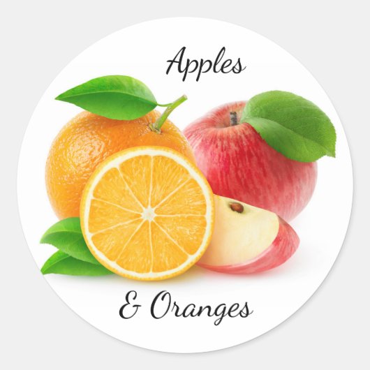 Äpfel und Orangen Runder Aufkleber (Vorderseite)