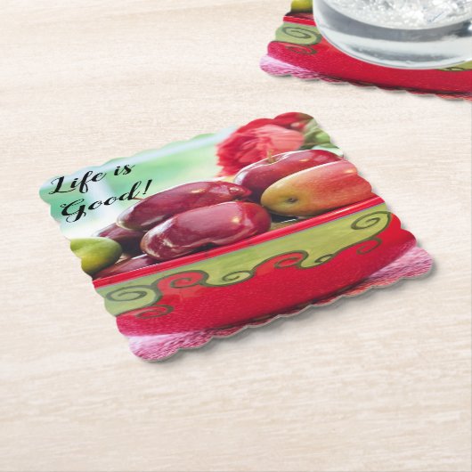 Apfel und Rose Das Leben ist gut Untersetzer (angewinkelt)