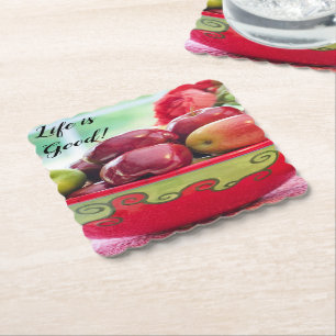 Apfel und Rosen Das Leben ist gut Untersetzer