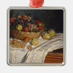 Äpfel und Trauben Silbernes Ornament