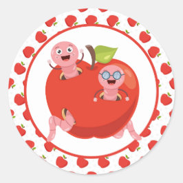 Äpfel und Würmer Klassischer Rundkleber Runder Aufkleber