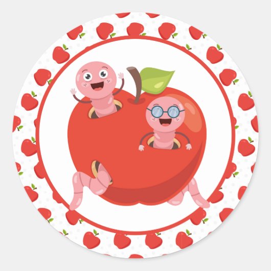 Äpfel und Würmer Klassischer Rundkleber Runder Aufkleber (Vorderseite)