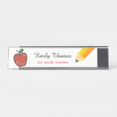 Apfel- und Yellow Pencil School Lehrer Klassenzimm Schreibtischnamensplakette (Vorderseite )