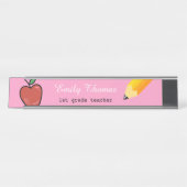 Apfel- und Yellow Pencil School Lehrer Klassenzimm Schreibtischnamensplakette (Vorderseite )