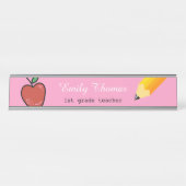 Apfel- und Yellow Pencil School Lehrer Klassenzimm Schreibtischnamensplakette (Vorderseite )