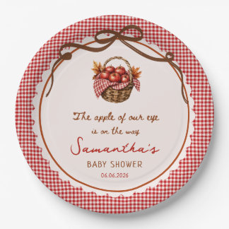 Apfel Unserer Augen Fall Baby Shower rote Gingham Pappteller