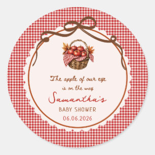 Apfel Unserer Augen Fall Baby Shower rote Gingham Runder Aufkleber