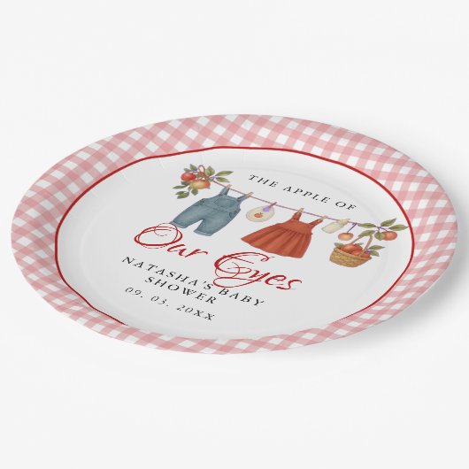 Apfel unserer Augen Fruit Fall Babydusche danke Pappteller (Schrägansicht)