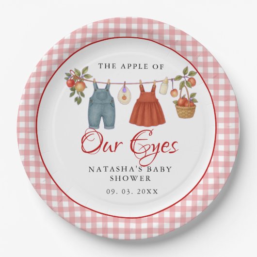 Apfel unserer Augen Fruit Fall Babydusche danke Pappteller (Vorderseite)