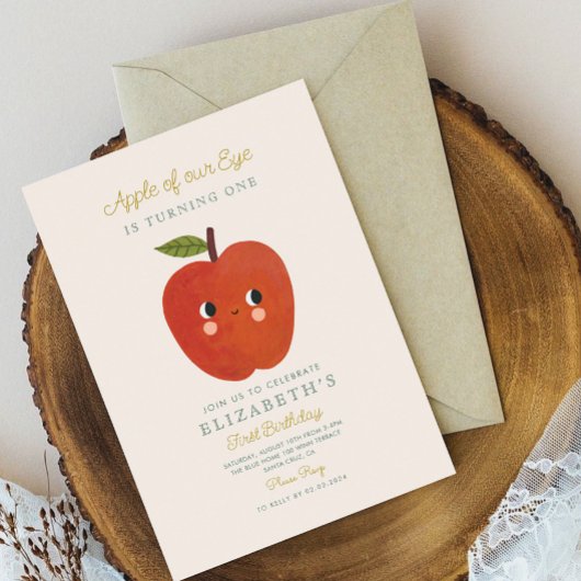 Apfel unserer Augen niedlich Apple 1. Geburtstag Einladung