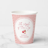Apfel Unserer Augen Rot Gingham Baby Shower Pappbecher (Rückseite)