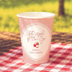 Apfel Unserer Augen Rot Gingham Baby Shower Pappbecher