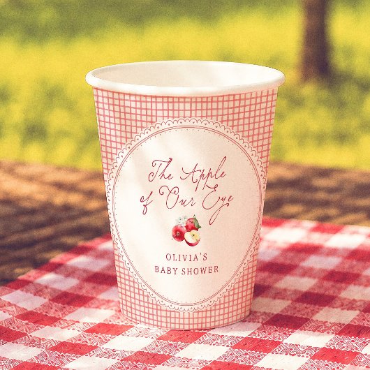 Apfel Unserer Augen Rot Gingham Baby Shower Pappbecher