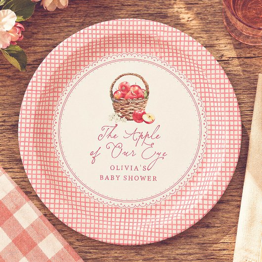 Apfel Unserer Augen Rot Gingham Baby Shower Pappteller