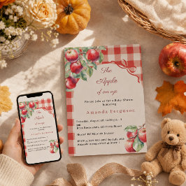 Apfel unserer Augen rotes Gingham-Mädchen Baby Sho Einladung