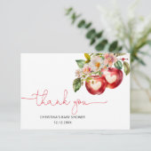 Apfel unserer Augenbabydusche Danke Karte (Stehend Vorderseite)