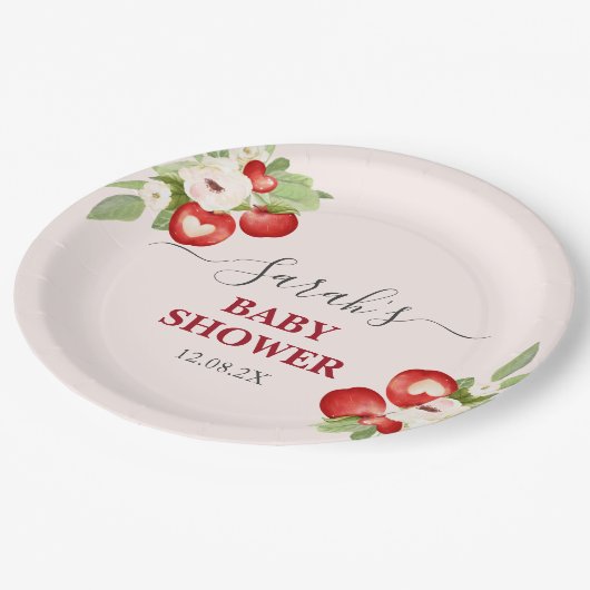 Apfel unserer Augenbabydusche Pappteller (Schrägansicht)