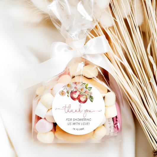 Apfel unserer Augenbabydusche Vielen Dank Runder Aufkleber