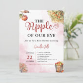 Apfel unserer Augenfarbenfallen Apple Babydusche Einladung (Stehend Vorderseite)