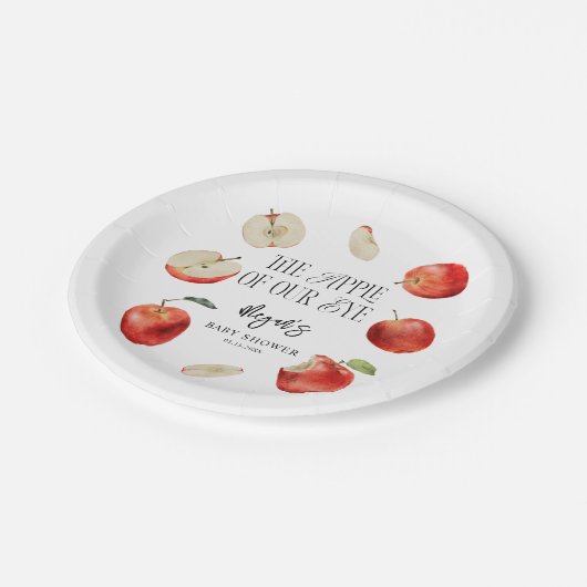 Apfel unserer Augenspüle rustikale Babydusche Pappteller (Schrägansicht)