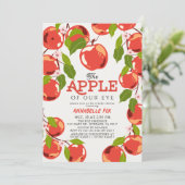 Apfel unserer Baby-Dusche auf der Augenblume Einladung (Stehend Vorderseite)