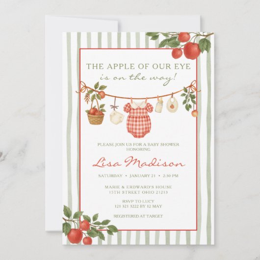 Apfel unserer Baby-Dusche auf der Augendecke Einladung (Vorderseite)