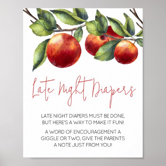 Apfel unserer Baby-Dusche Spät-Nachtdiaper Poster (Vorne)