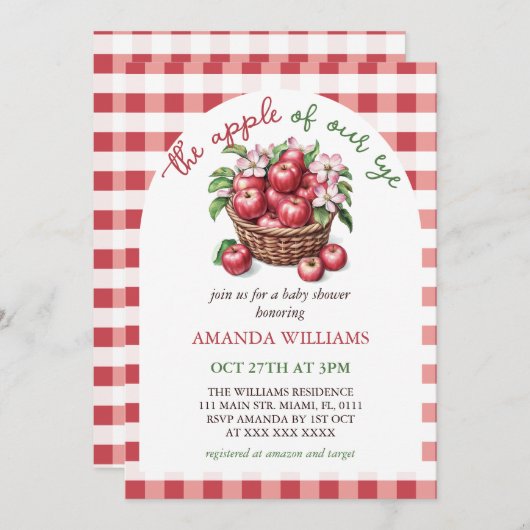 Apfel unserer Bläschen-Baby-Dusche Einladung (Vorne/Hinten)