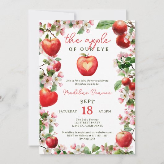 Apfel unserer Blütengarnitur Qr Babydusche Einladung (Vorderseite)