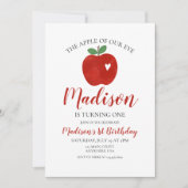 Apfel unserer Einladung zum 1. Geburtstag (Vorderseite)