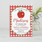 Apfel unserer Einladung zum 1. Geburtstag (Stehend Vorderseite)