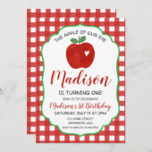 Apfel unserer Einladung zum 1. Geburtstag (Vorne/Hinten)